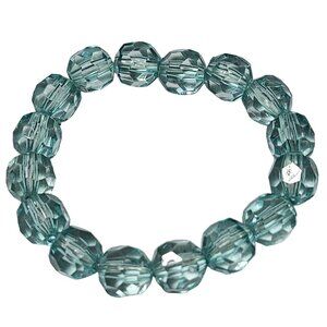 Retro Beaded Stretch Bracelet Blue Faceted Plastic Beads Fashion Jewelry Women